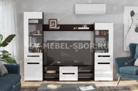 Мебель для гостиной МГС 6 (Исполнение 1/Венге/Белый глянец) в Кошурниково - koshurnikovo.katalogmebeli.com | фото